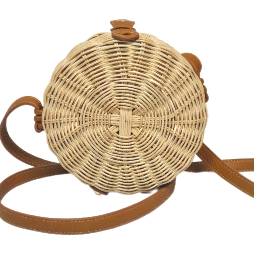 Boho Woven Wicker Canteen Crossbody Bag - Picture 4 of 17